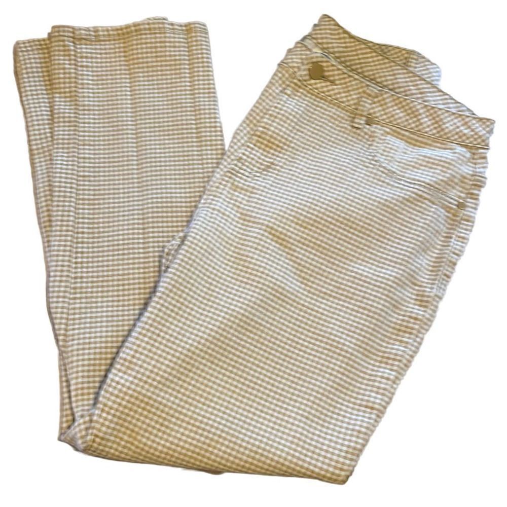 Diane Gilman DG2 Beige and White Checkered Denim Pants 12P